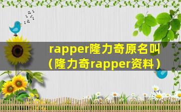 rapper隆力奇原名叫（隆力奇rapper资料）