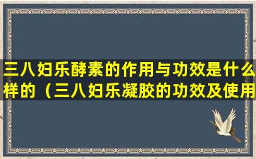 三八妇乐酵素的作用与功效是什么样的（三八妇乐凝胶的功效及使用说明）