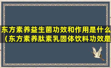 东方素养益生菌功效和作用是什么（东方素养肽素乳固体饮料功效是真的吗）