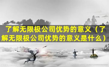 了解无限极公司优势的意义（了解无限极公司优势的意义是什么）