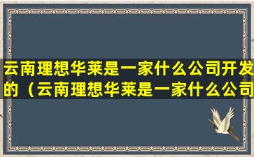 云南理想华莱是一家什么公司开发的（云南理想华莱是一家什么公司开发的项目）