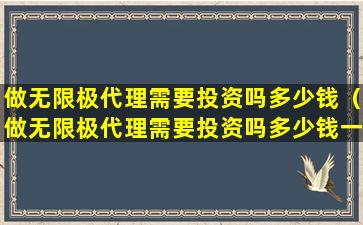 做无限极代理需要投资吗多少钱（做无限极代理需要投资吗多少钱一个月）