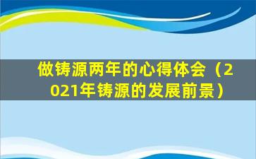 做铸源两年的心得体会（2021年铸源的发展前景）