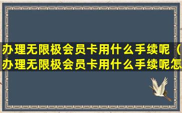 办理无限极会员卡用什么手续呢（办理无限极会员卡用什么手续呢怎么办）