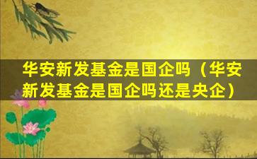 华安新发基金是国企吗（华安新发基金是国企吗还是央企）