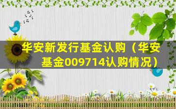 华安新发行基金认购（华安基金009714认购情况）