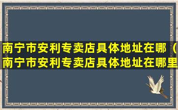 南宁市安利专卖店具体地址在哪（南宁市安利专卖店具体地址在哪里）