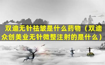 双迪无针祛皱是什么药物（双迪众创美业无针微整注射的是什么）