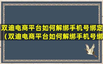 双迪电商平台如何解绑手机号绑定（双迪电商平台如何解绑手机号绑定的银行卡）