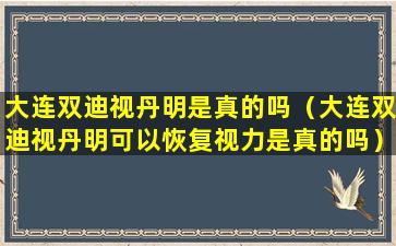 大连双迪视丹明是真的吗（大连双迪视丹明可以恢复视力是真的吗）