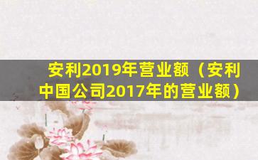 安利2019年营业额（安利中国公司2017年的营业额）