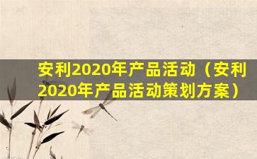 安利2020年产品活动（安利2020年产品活动策划方案）