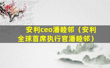 安利ceo潘睦邻（安利全球首席执行官潘睦邻）