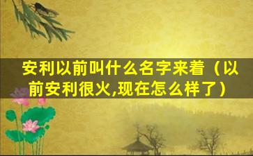 安利以前叫什么名字来着（以前安利很火,现在怎么样了）