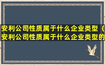 安利公司性质属于什么企业类型（安利公司性质属于什么企业类型的）