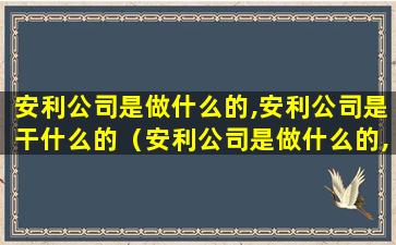 安利公司是做什么的,安利公司是干什么的（安利公司是做什么的,安利公司是干什么的呀）