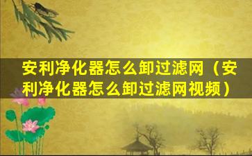 安利净化器怎么卸过滤网（安利净化器怎么卸过滤网视频）