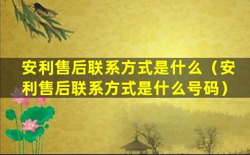 安利售后联系方式是什么（安利售后联系方式是什么号码）