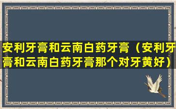 安利牙膏和云南白药牙膏（安利牙膏和云南白药牙膏那个对牙黄好）