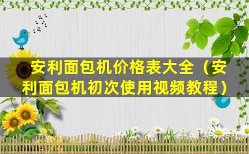 安利面包机价格表大全（安利面包机初次使用视频教程）