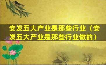 安发五大产业是那些行业（安发五大产业是那些行业做的）