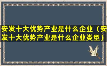 安发十大优势产业是什么企业（安发十大优势产业是什么企业类型）