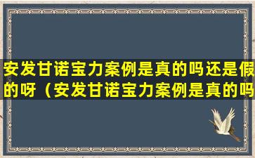 安发甘诺宝力案例是真的吗还是假的呀（安发甘诺宝力案例是真的吗还是假的呀视频）