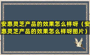 安惠灵芝产品的效果怎么样呀（安惠灵芝产品的效果怎么样呀图片）