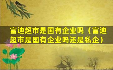 富迪超市是国有企业吗（富迪超市是国有企业吗还是私企）