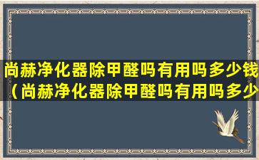 尚赫净化器除甲醛吗有用吗多少钱（尚赫净化器除甲醛吗有用吗多少钱一套）