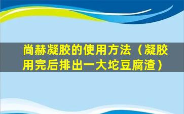 尚赫凝胶的使用方法（凝胶用完后排出一大坨豆腐渣）