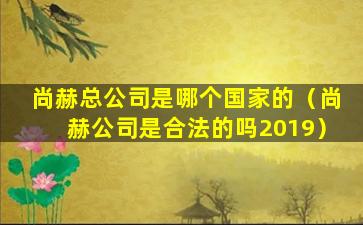 尚赫总公司是哪个国家的（尚赫公司是合法的吗2019）