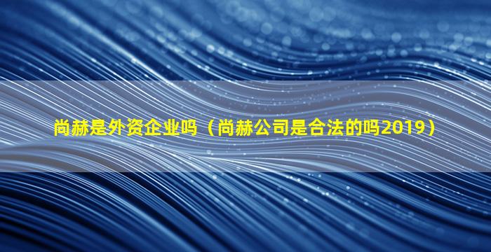 尚赫是外资企业吗（尚赫公司是合法的吗2019）