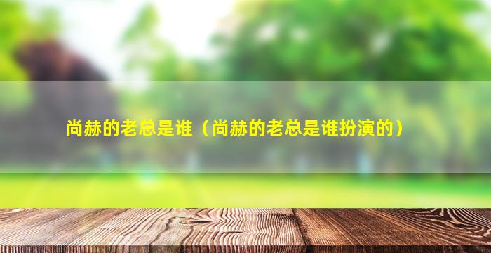 尚赫的老总是谁（尚赫的老总是谁扮演的）