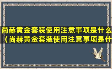 尚赫黄金套装使用注意事项是什么（尚赫黄金套装使用注意事项是什么意思）