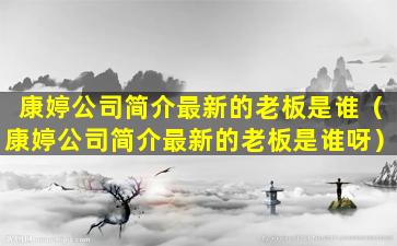 康婷公司简介最新的老板是谁（康婷公司简介最新的老板是谁呀）