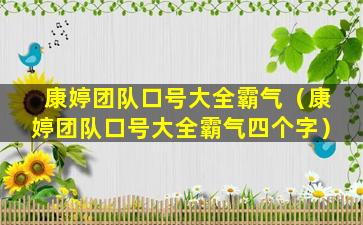 康婷团队口号大全霸气（康婷团队口号大全霸气四个字）