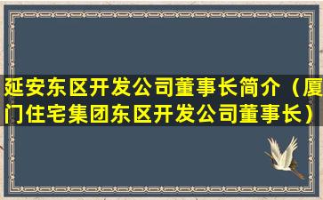 延安东区开发公司董事长简介（厦门住宅集团东区开发公司董事长）