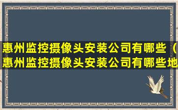 惠州监控摄像头安装公司有哪些（惠州监控摄像头安装公司有哪些地方）