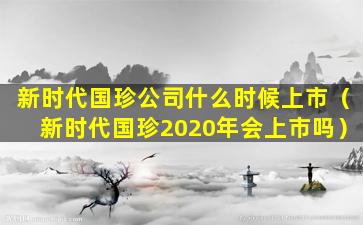 新时代国珍公司什么时候上市（新时代国珍2020年会上市吗）