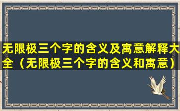 无限极三个字的含义及寓意解释大全（无限极三个字的含义和寓意）