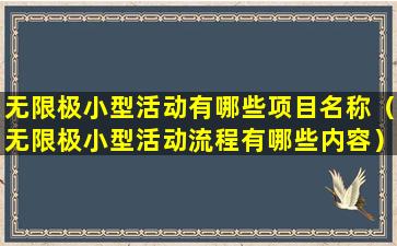 无限极小型活动有哪些项目名称（无限极小型活动流程有哪些内容）