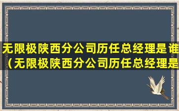 无限极陕西分公司历任总经理是谁（无限极陕西分公司历任总经理是谁）