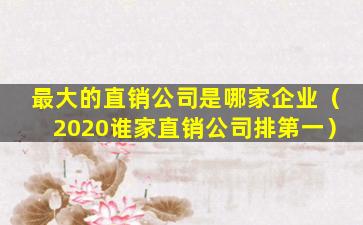 最大的直销公司是哪家企业（2020谁家直销公司排第一）