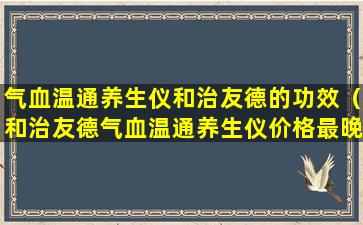 气血温通养生仪和治友德的功效（和治友德气血温通养生仪价格最晚到几点就不能用了）