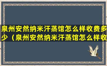 泉州安然纳米汗蒸馆怎么样收费多少（泉州安然纳米汗蒸馆怎么样收费多少钱一个月）