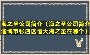 海之圣公司简介（海之圣公司简介淄博市张店区恒大海之圣在哪个）