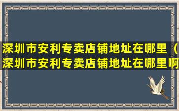 深圳市安利专卖店铺地址在哪里（深圳市安利专卖店铺地址在哪里啊）