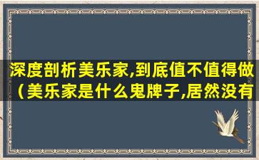 深度剖析美乐家,到底值不值得做（美乐家是什么鬼牌子,居然没有对外销售）