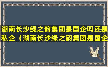 湖南长沙绿之韵集团是国企吗还是私企（湖南长沙绿之韵集团是国企吗还是私企啊）